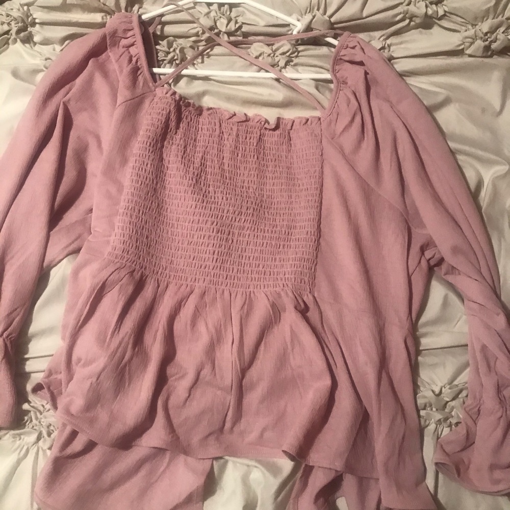 Pink blush soft button down blouse